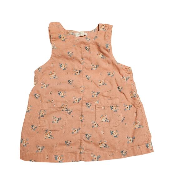 Angel Dear Baby Dress – 6–12 Months – Peach Floral with Snap Straps & Side Snaps - Picture 1 of 6